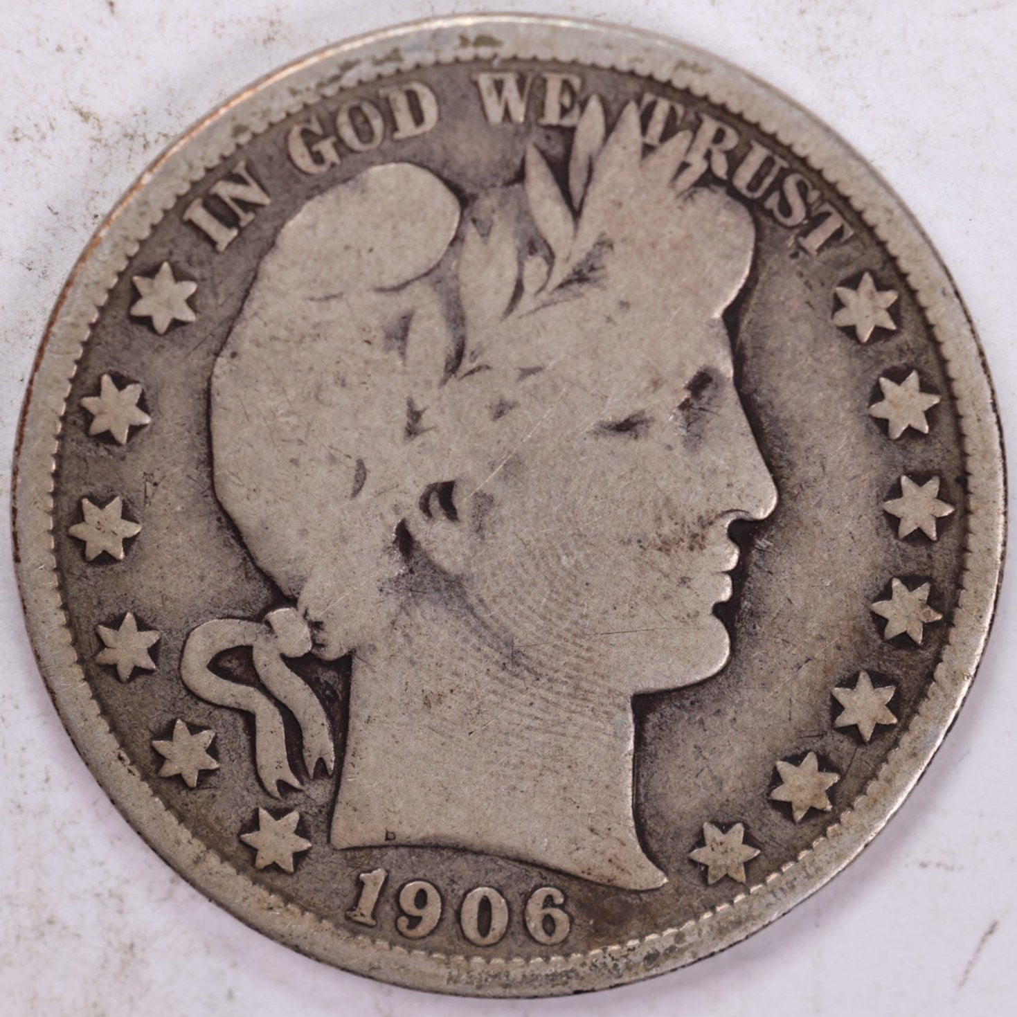 1906-S Barber Half Dollar, Very Good Circulated Coin, Store #HR0875