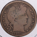 1906-S Barber Half Dollar, Very Good Circulated Coin, Store