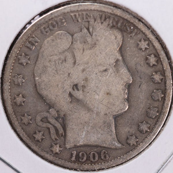 1906-S Barber Half Dollar, Very Good Circulated Coin, Store #H906S05