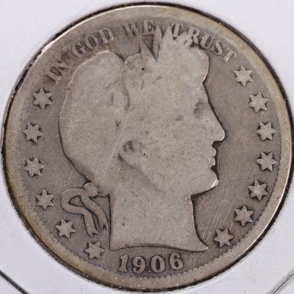 1906-S Barber Half Dollar, Very Good Circulated Coin, Store #H906S06