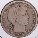 1906-S Barber Half Dollar, Very Good Circulated Coin, Store