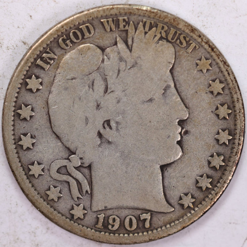 1907-O Barber Half Dollar, Very Good Circulated Coin, Store