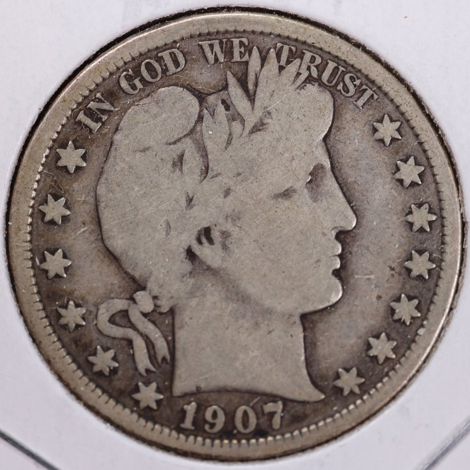 1907 Barber Half Dollar, Very Good Circulated Coin, Store #HR0883
