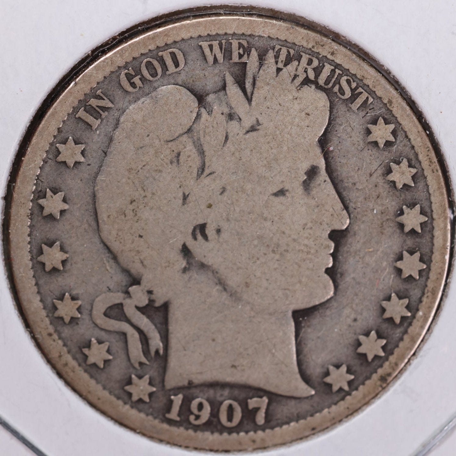 1907 Barber Half Dollar, Very Good Circulated Coin, Store #HR0884