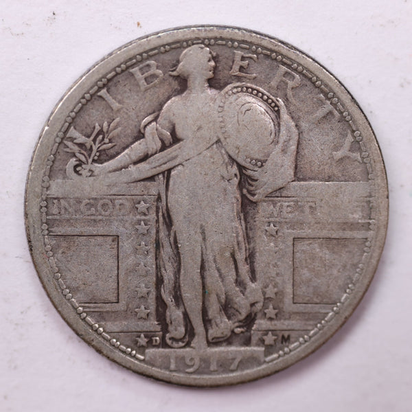 1917-D Standing Liberty Silver Quarter, Affordable Collectible Coins. Sale #035387