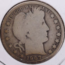 1907 Barber Half Dollar, Good Circulated Coin, Store