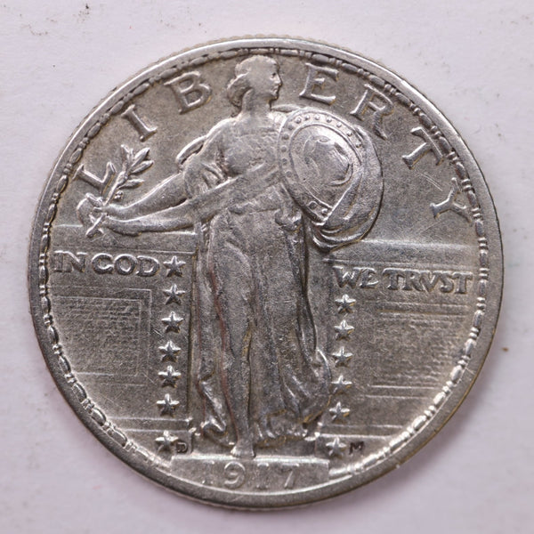 1917-D Standing Liberty Silver Quarter, Affordable Collectible Coins. Sale #035388