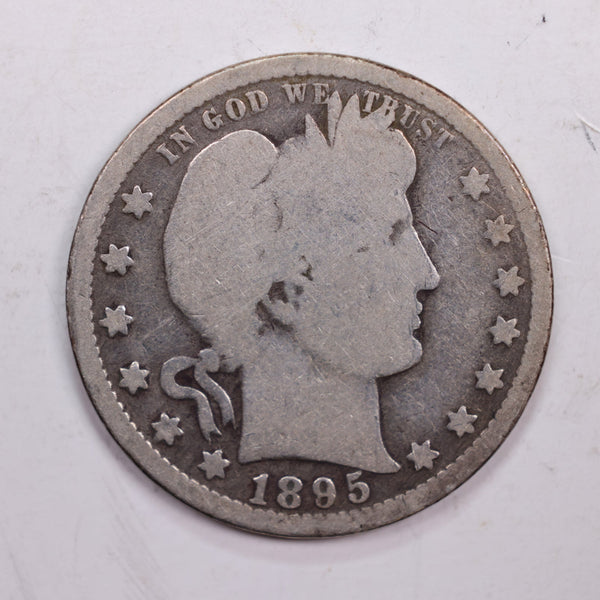 1895-O Barber Silver Quarter., Very Good, Circulated Coin., Store #QR0258.