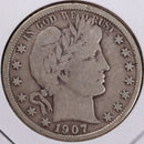 1907-D Barber Half Dollar, Fine Circulated Coin, Store
