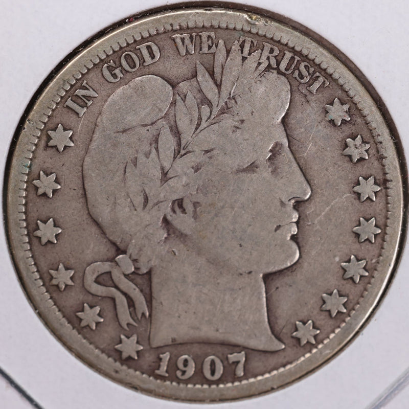 1907-D Barber Half Dollar, Fine Circulated Coin, Store