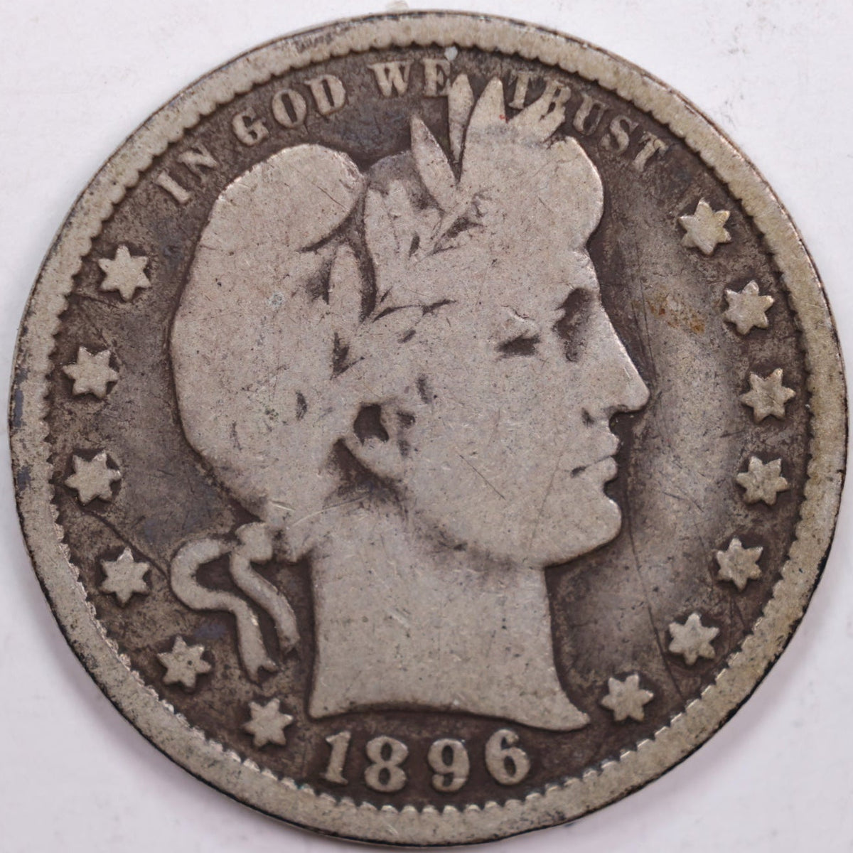 1896-O Barber Quarter, Very Good Circulated Coin, Store #QR0261