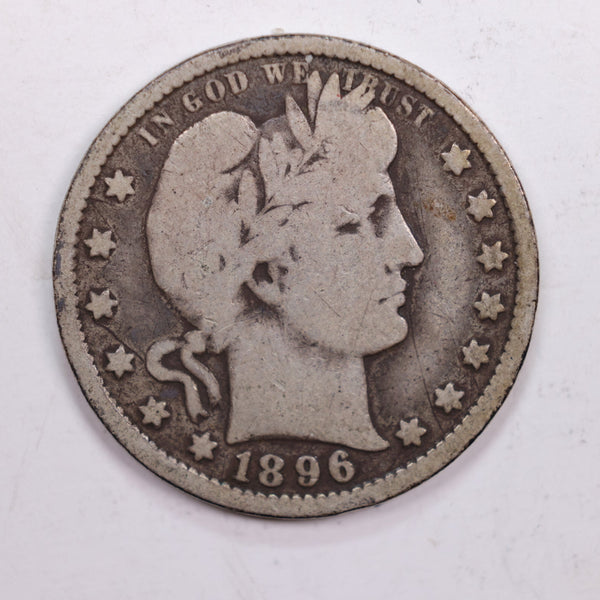 1896-O Barber Silver Quarter., Very Good, Circulated Coin., Store #QR0261.
