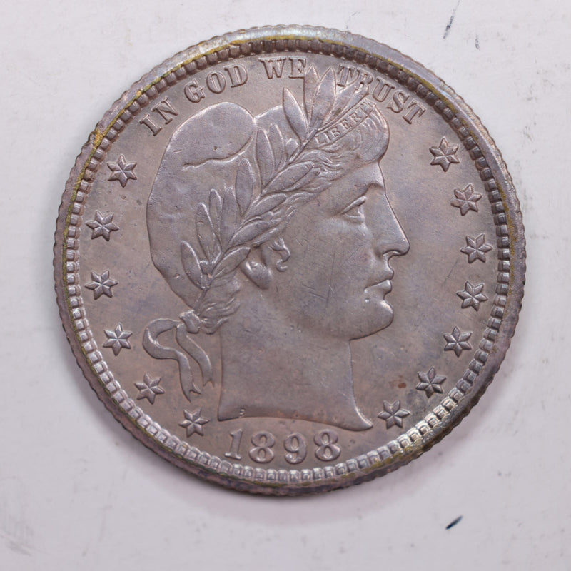1898-O Barber Silver Quarter., About Uncirculated, Slider-Coin., Store