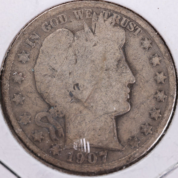 1907-D Barber Half Dollar, Good Circulated Coin, Store #H907D09