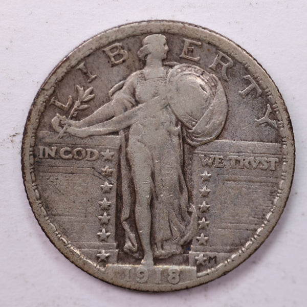 1918-D Standing Liberty Silver Quarter, Affordable Collectible Coins. Sale #035396
