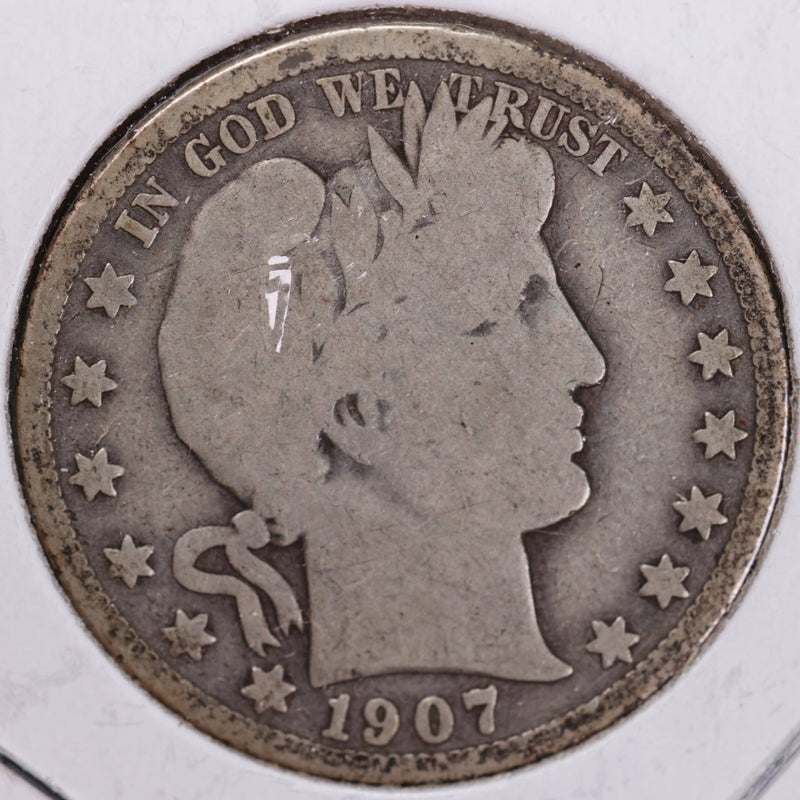 1907-D Barber Half Dollar, Good Circulated Coin, Store