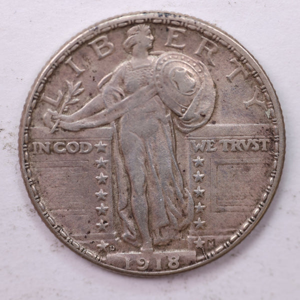 1918-D Standing Liberty Silver Quarter, Affordable Collectible Coins. Sale #035397