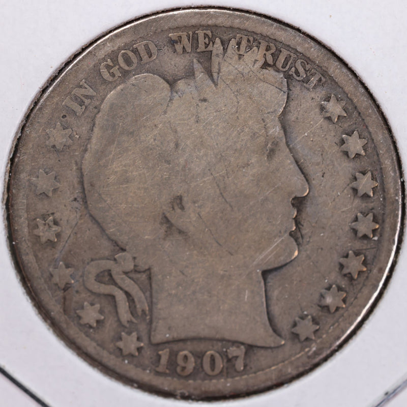 1907-D Barber Half Dollar, Good Circulated Coin, Store