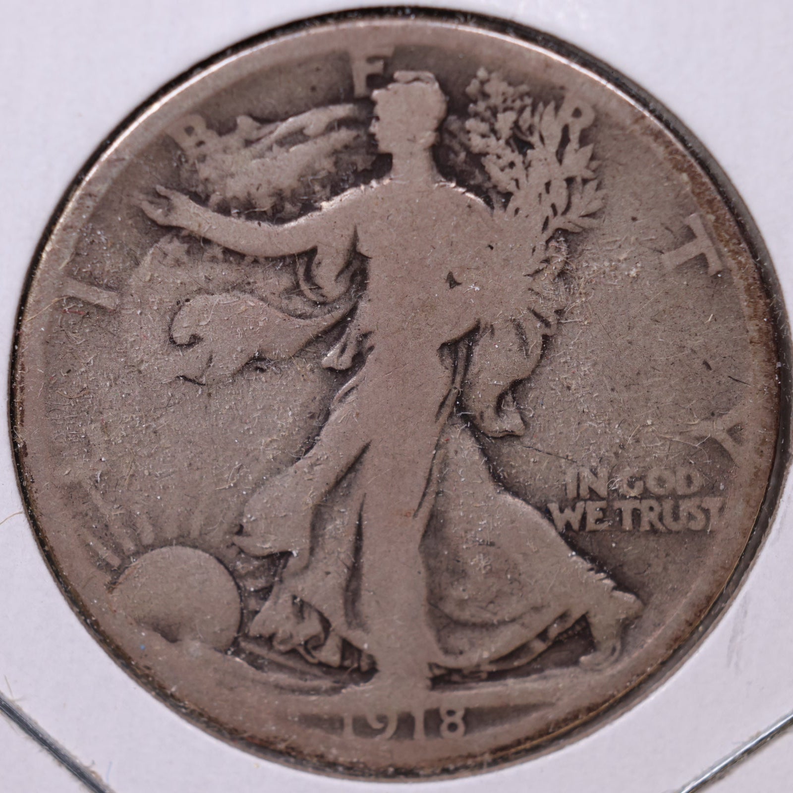 1918 Walking Liberty Half Dollar, Good Circulated Coin, Store #HR002