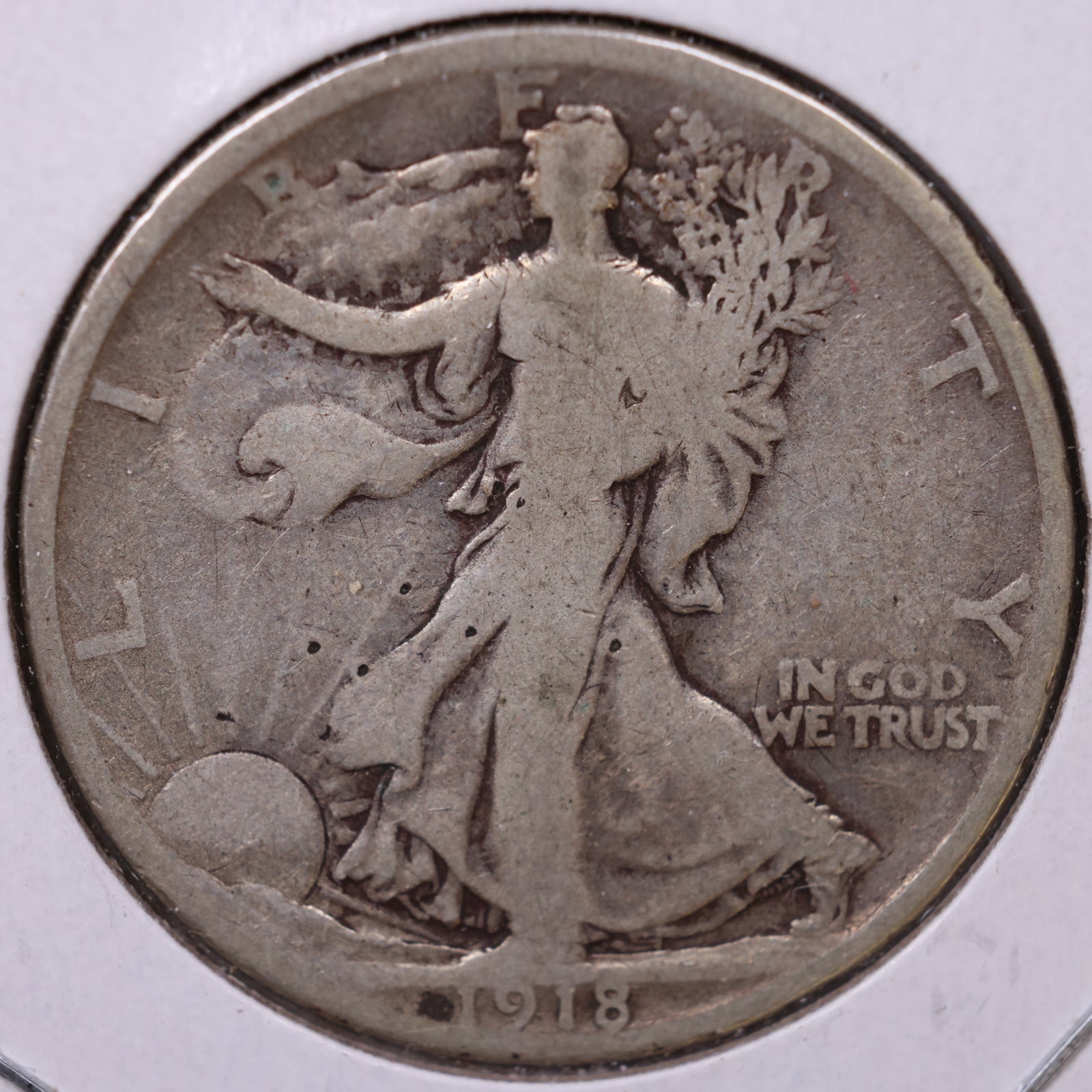 1918 Walking Liberty Half Dollar, Very Good Circulated Coin, Store #HR007