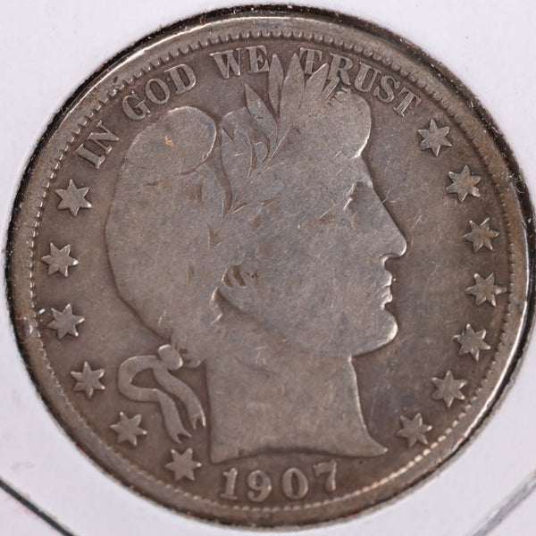 1907-O Barber Half Dollar, Very Good Circulated Coin, Store #H907O07