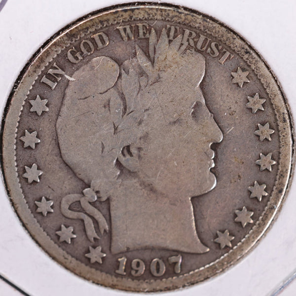 1907-S Barber Half Dollar, Very Good Circulated Coin, Store #H907S01
