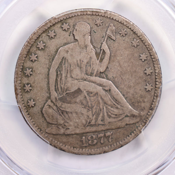 1877-CC Seated Liberty Half Dollar., PCGS VG-10., 'Rare'., Store #GHR0016