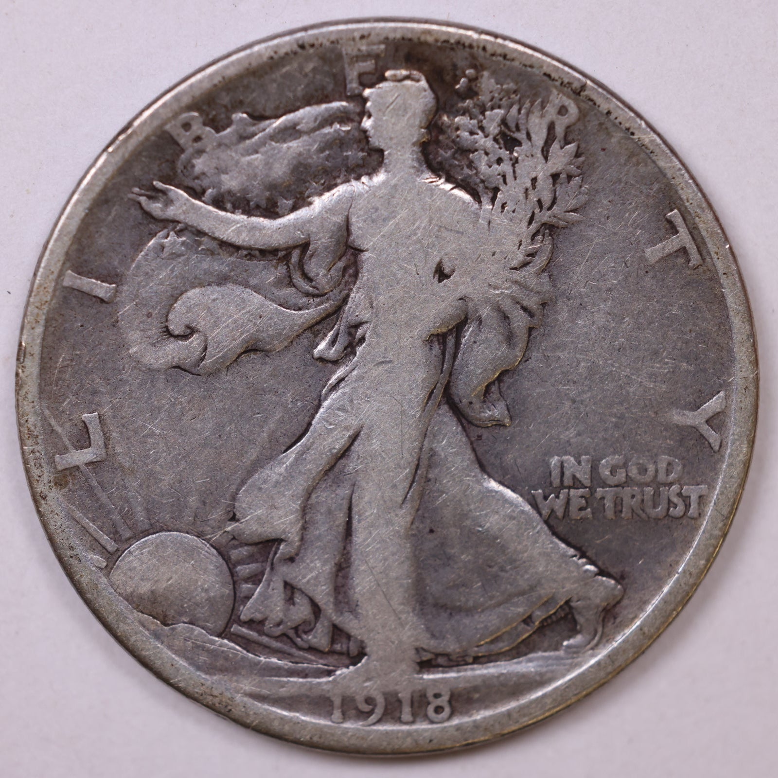 1918-D Walking Liberty Half Dollar, Good Circulated Coin, Store #HR016