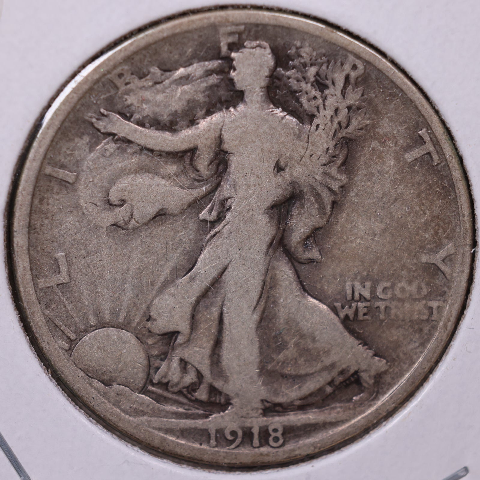 1918-D Walking Liberty Half Dollar, About Good Circulated Coin, Store #HR018
