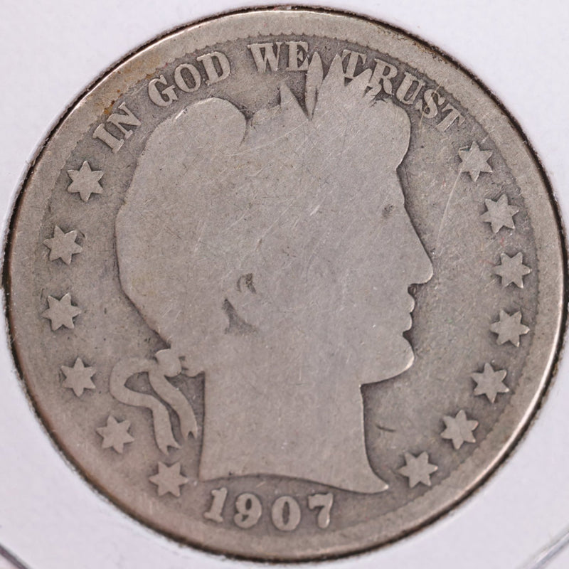 1907-S Barber Half Dollar, Good Circulated Coin, Store