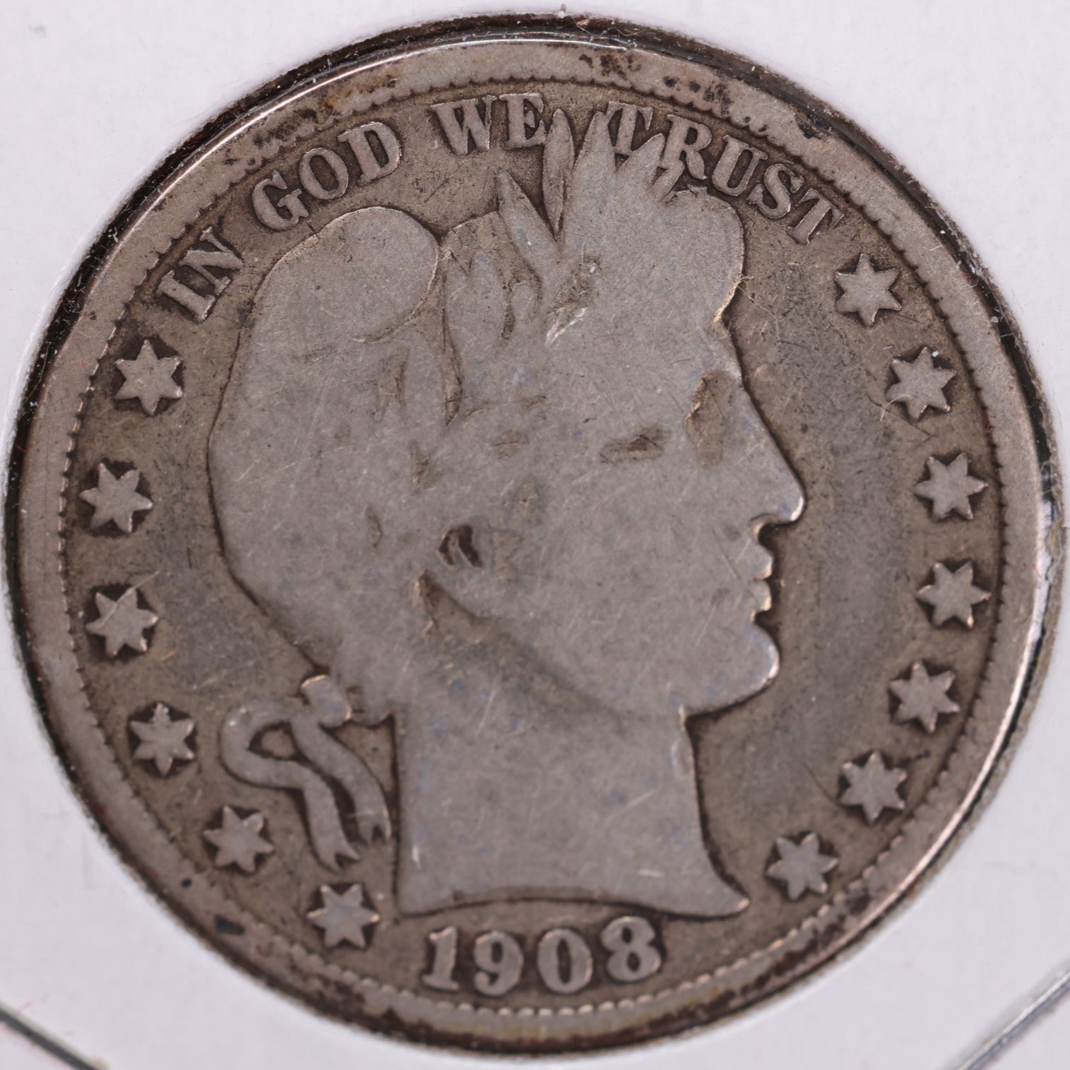 1908 Barber Half Dollar, Very Good Circulated Coin, Store #HR0908