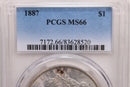 1886 Morgan Silver Dollar., PCGS Certified MS-66., Store