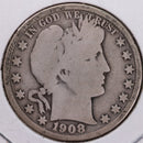 1908 Barber Half Dollar, Good Circulated Coin, Store