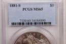1881-S Morgan Silver Dollar., PCGS Certified MS-65., Store