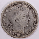 1908-D Barber Half Dollar, Very Good Circulated Coin, Store