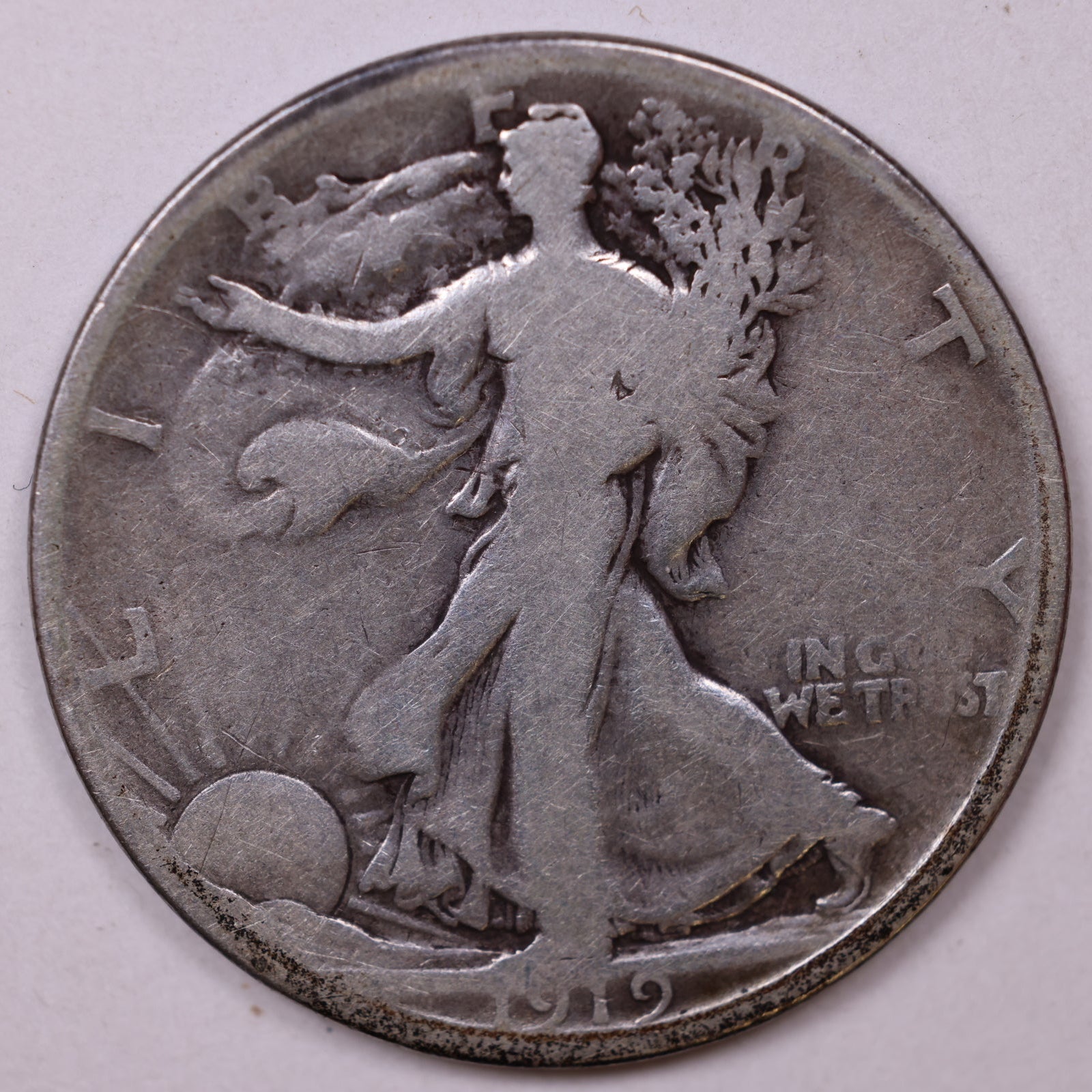 1919-S Walking Liberty Half Dollar, Very Good Circulated Coin, Store #HR040