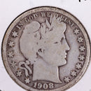 1908-D Barber Half Dollar, Very Good Circulated Coin, Store
