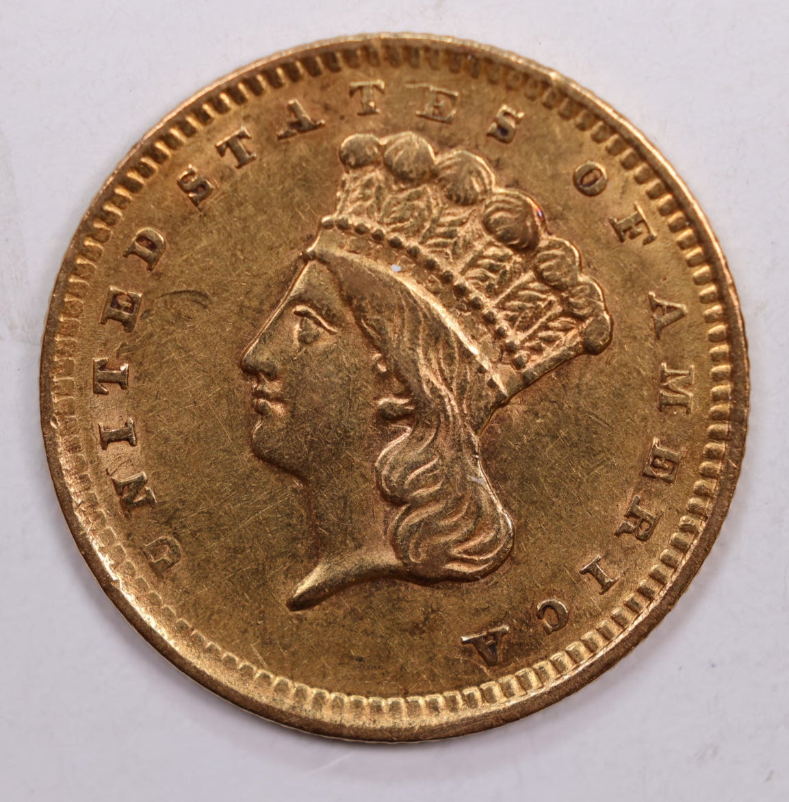 1856 Indian Princess Head Gold Dollar., About Uncirculated Coin., Store #GD0003.