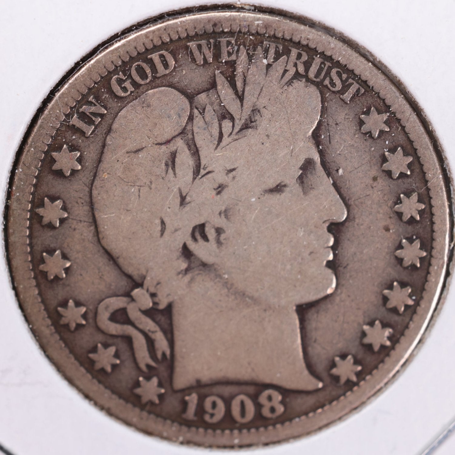 1908-D Barber Half Dollar, Very Good Circulated Coin, Store #HR0919