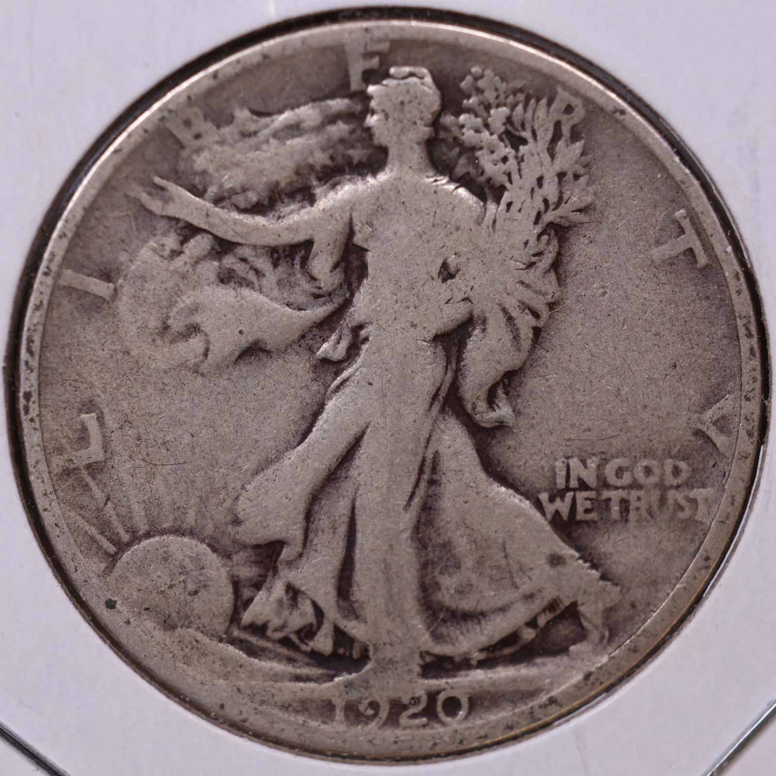 1920 Walking Liberty Half Dollar, Very Good Circulated Coin, Store #HR047
