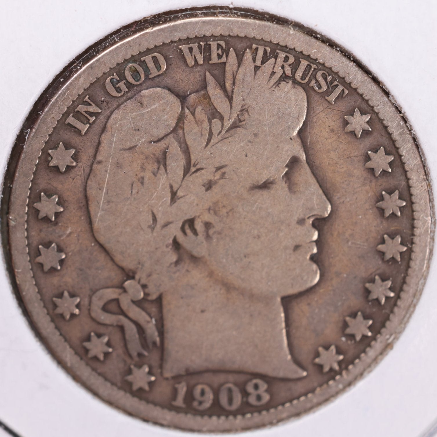 1908-D Barber Half Dollar, Very Good Circulated Coin, Store #HR0918