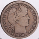 1908-D Barber Half Dollar, Very Good Circulated Coin, Store