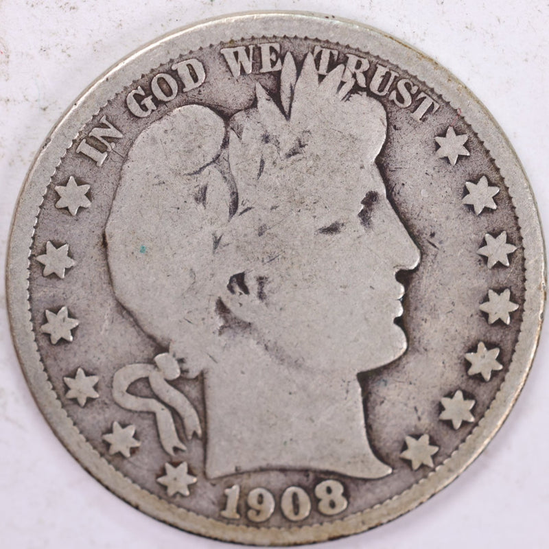 1908-O Barber Half Dollar, Very Good Circulated Coin, Store