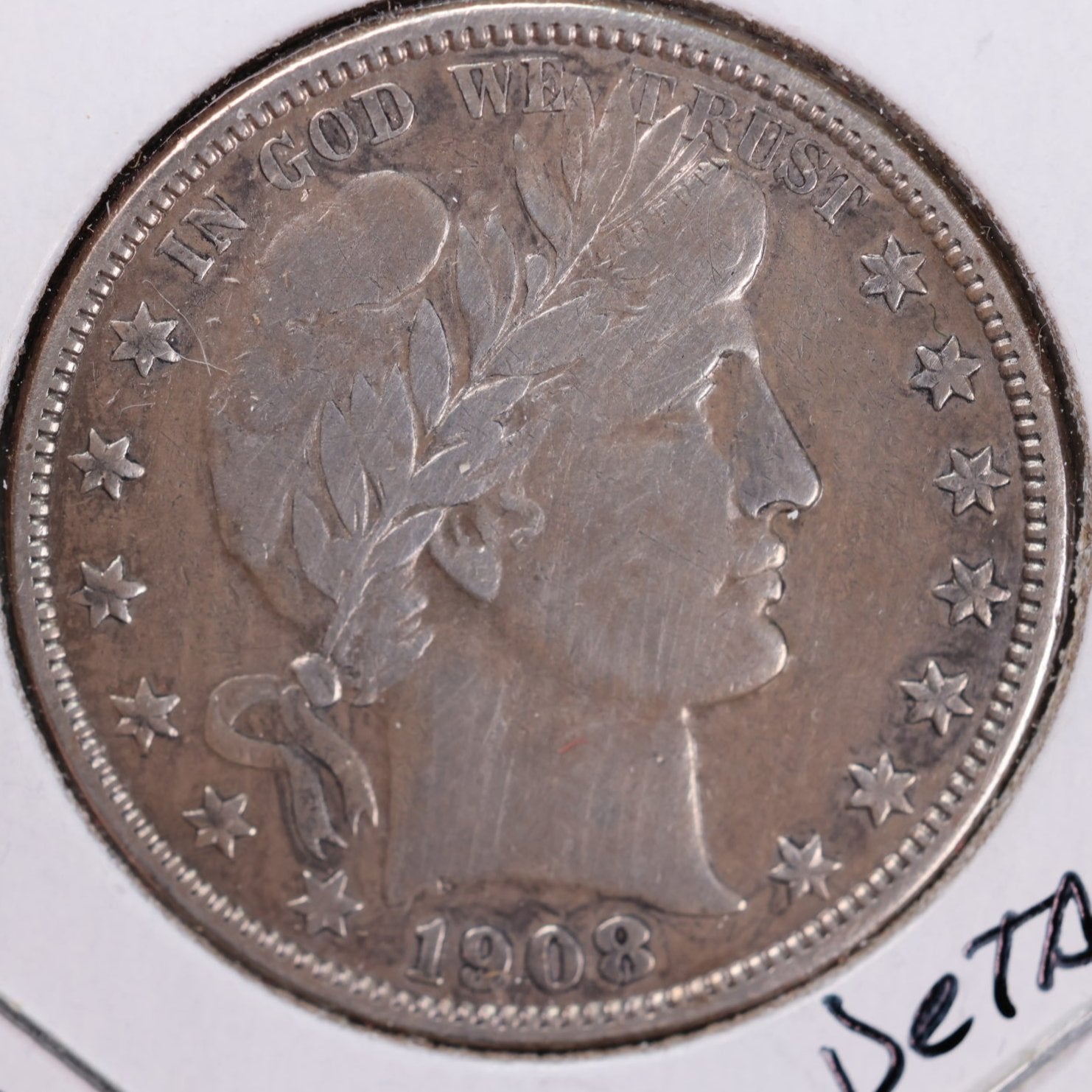 1908-O Barber Half Dollar, Very Fine Circulated Coin, details, cleaned, Store #H908O03