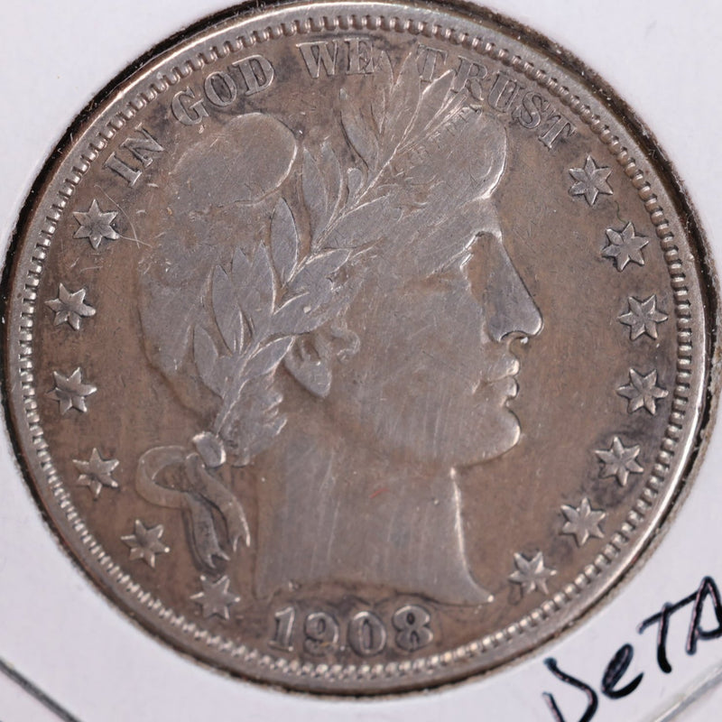 1908-O Barber Half Dollar, Very Fine Circulated Coin, details, cleaned, Store