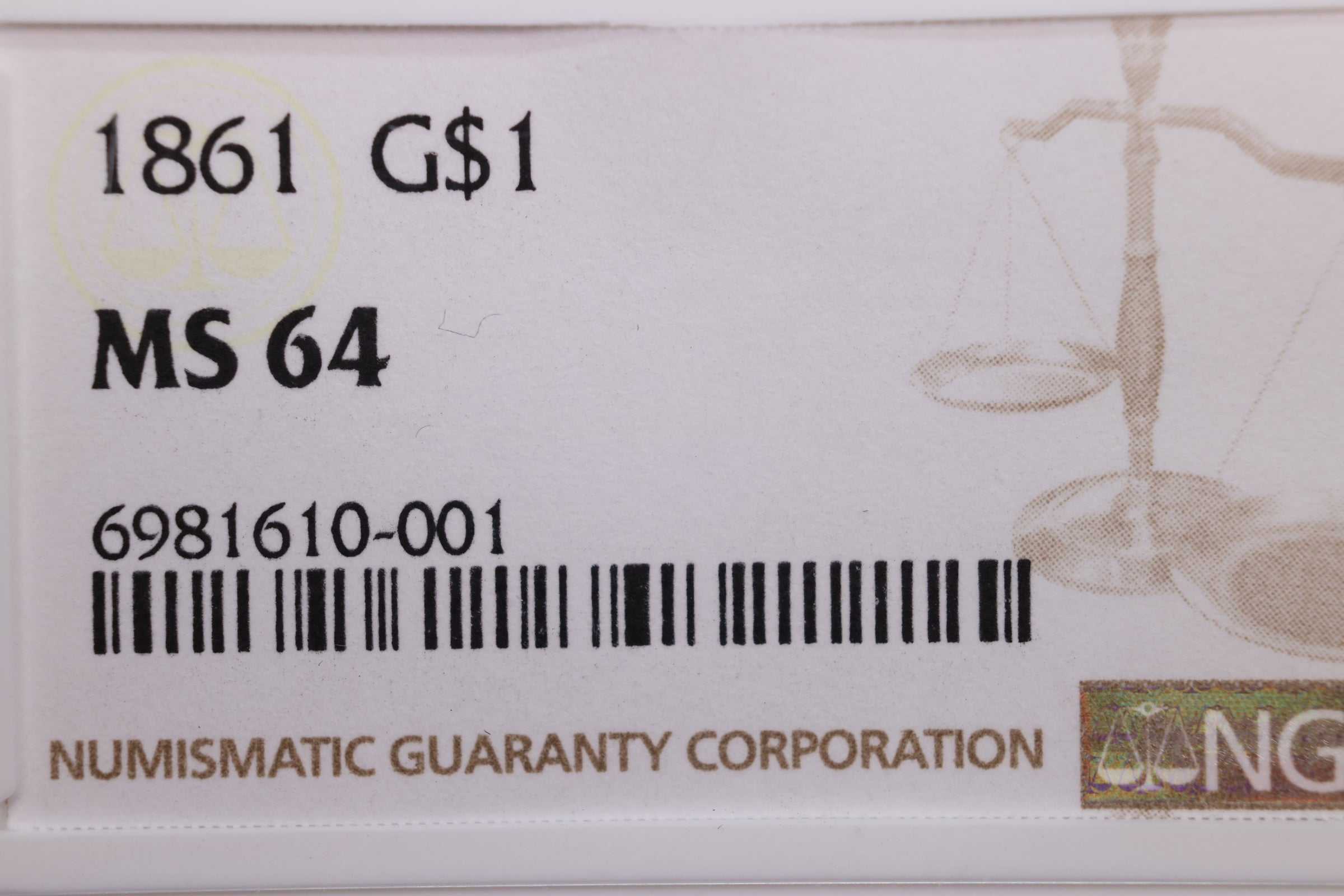 1861 Indian Princess Gold Dollar., NGC Certified MS-64., Store #GGD006