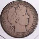 1908-O Barber Half Dollar, Very Good, Circulated Coin, Store
