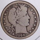 1908-O Barber Half Dollar, Very Good, Circulated Coin, Store