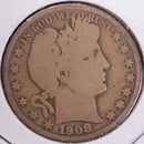 1908-O Barber Half Dollar, Very Good, Circulated Coin, Store