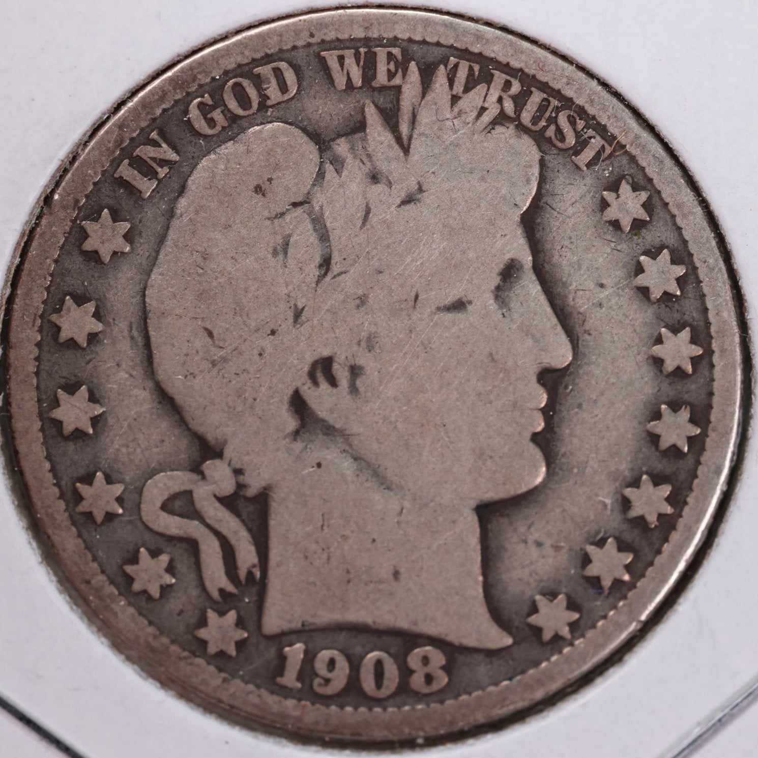 1908-O Barber Half Dollar, Very Good Circulated Coin, Store #HR0945